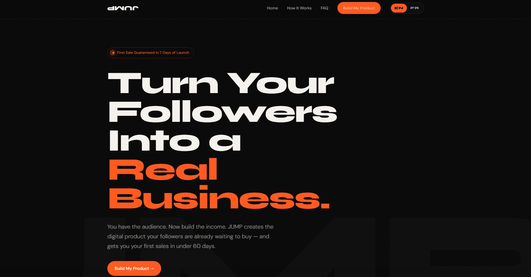 JUMP — landing page and onboarding portal preview