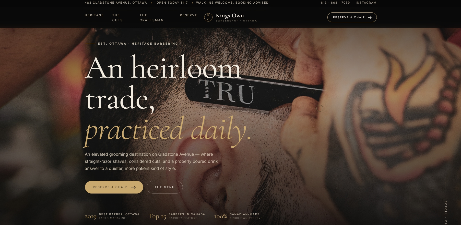 Kings Own Barbershop site preview